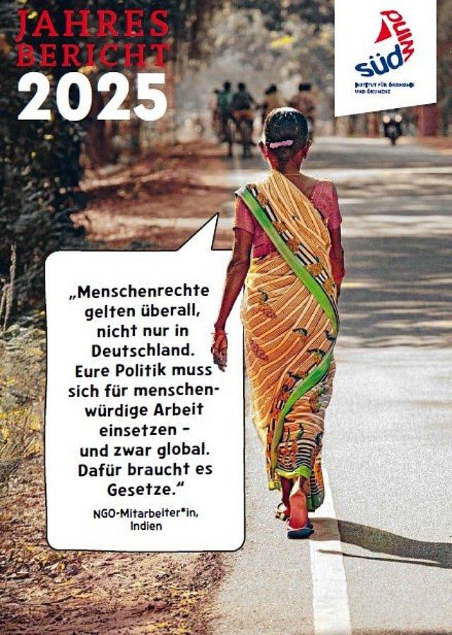 Titelblatt Jahresbericht, Ansicht einer Frau von hinten