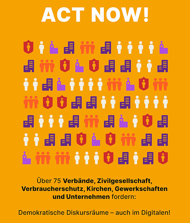 Grafik mit Aufruf "Act now!"
